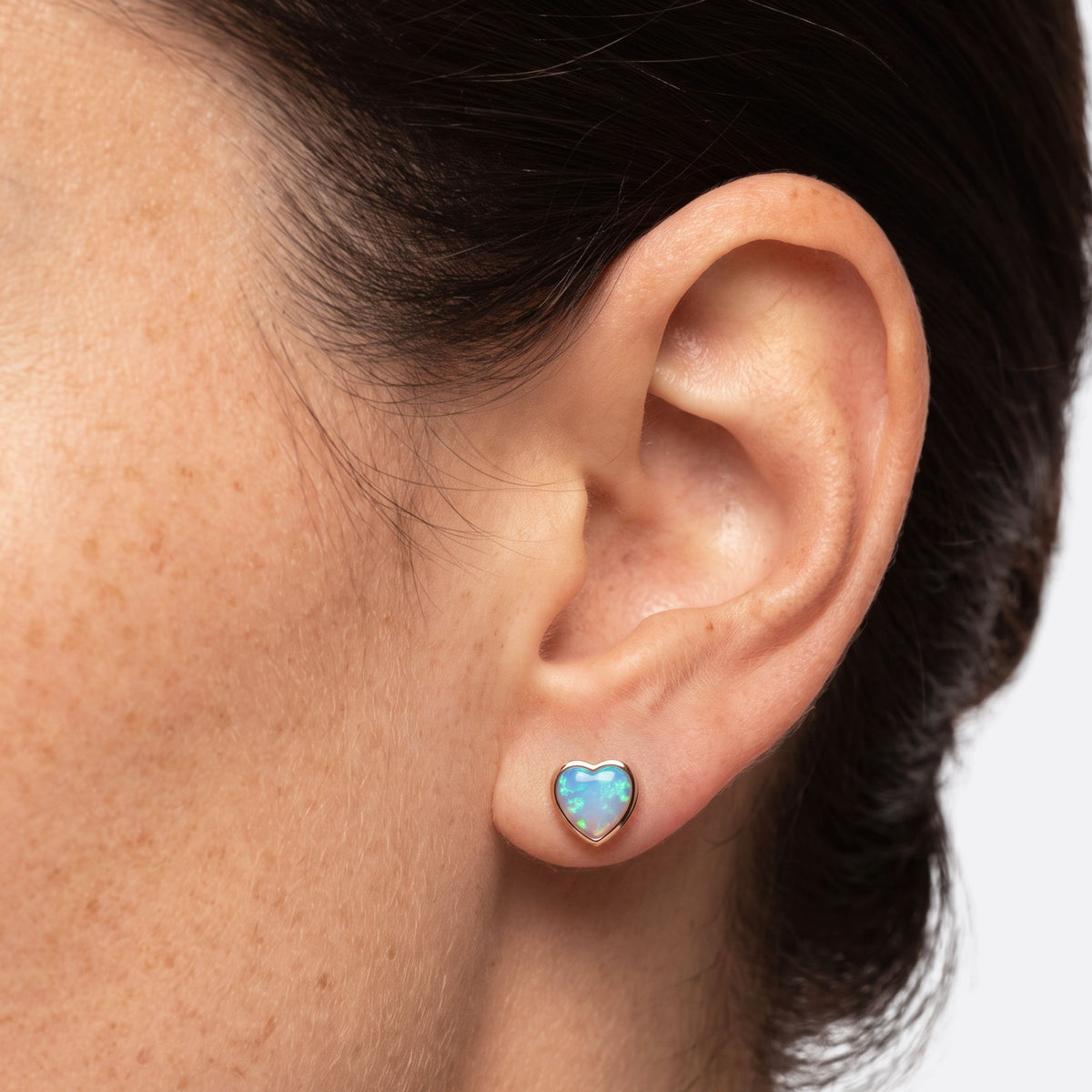 True Flame Heart Earrings Crystal Opal Gold