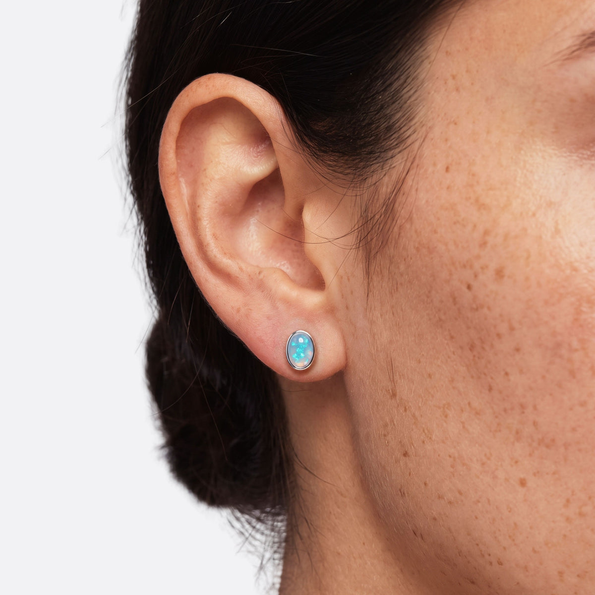 True Flame Oval Earrings Crystal Opal Silver