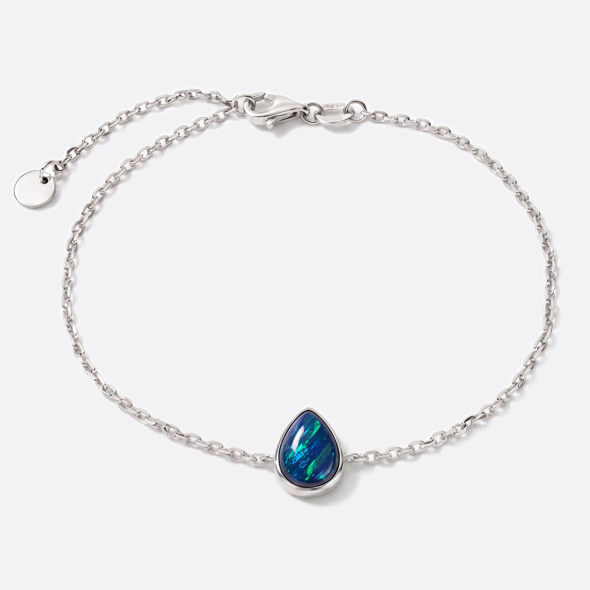 Drop of Flame Armband Silber mit blau-grüner Opal-Triplette in Tropfenform