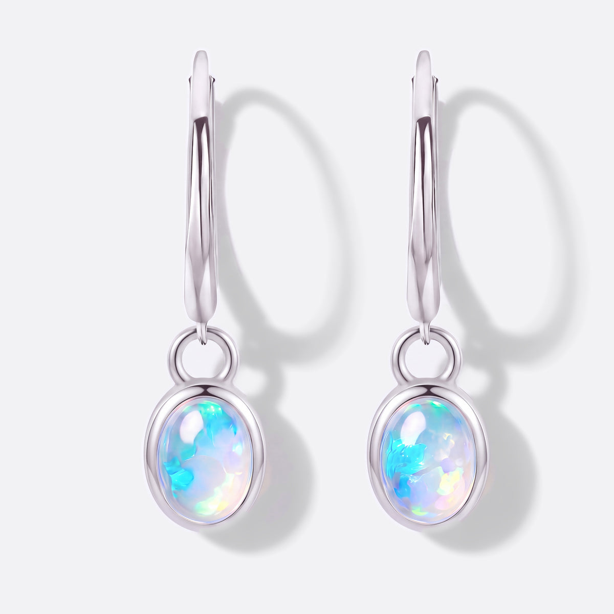 Ethiopian Light Opal-Ohrhänger, 925 Silber mit äthiopischen Welo-Kristallopalen, Ansicht vorne