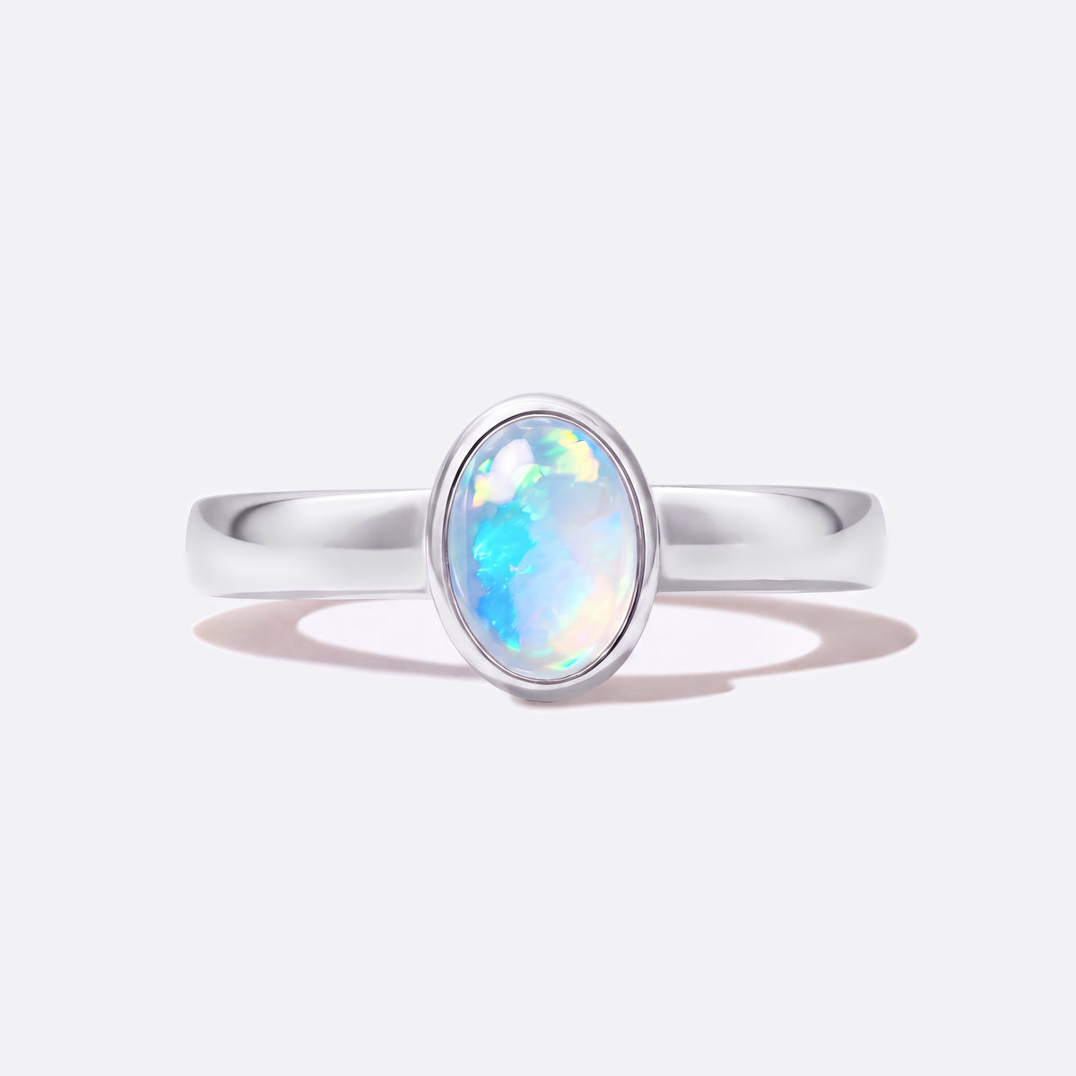 Ethiopian Light Opal-Ring, 925 Silber mit äthiopischem Welo-Kristallopal, Ansicht vorne