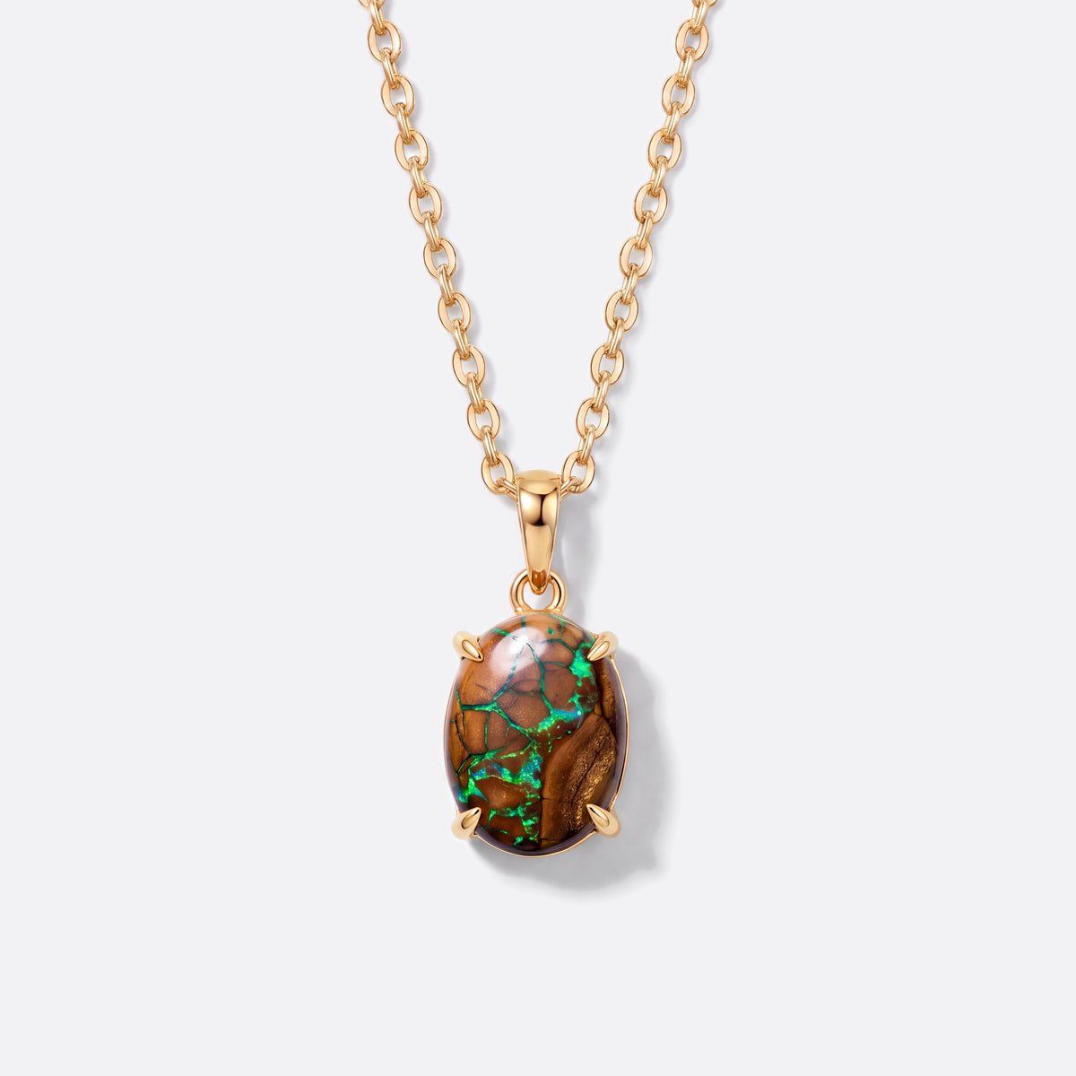 Opal-Kette 14K Gold, Boulder-Opal, vorne