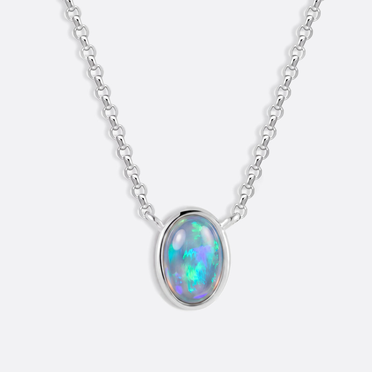 Opal-Kette 925 Silber, Welo-Opal, vorne