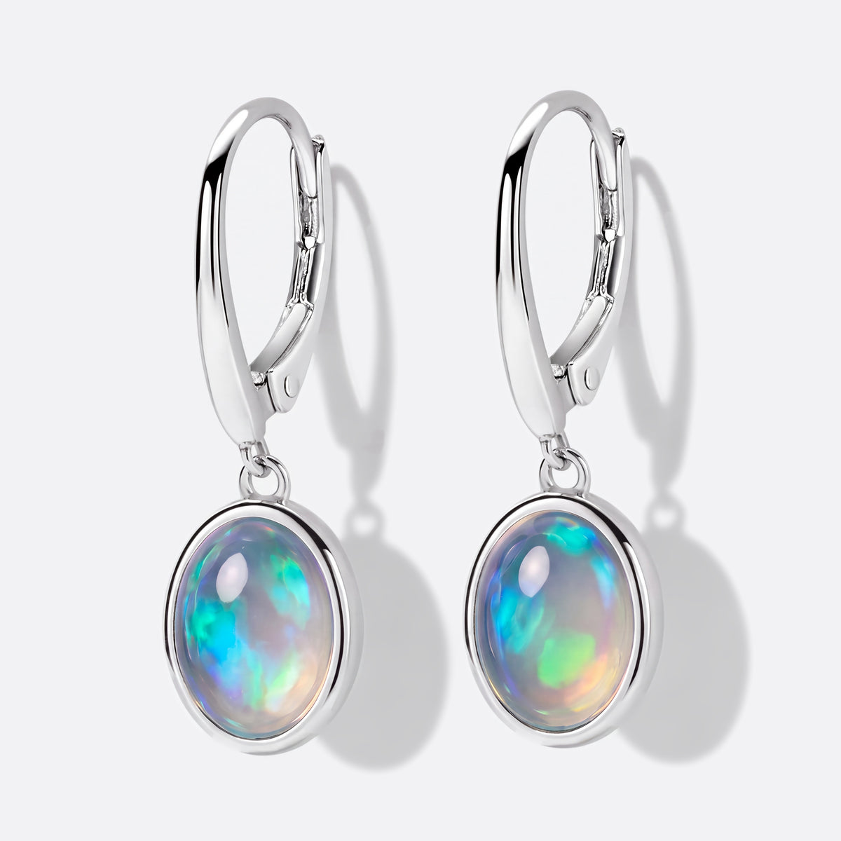 Opal-Ohrhänger 925 Silber, ovaler Welo-Opal, zweite Ansicht