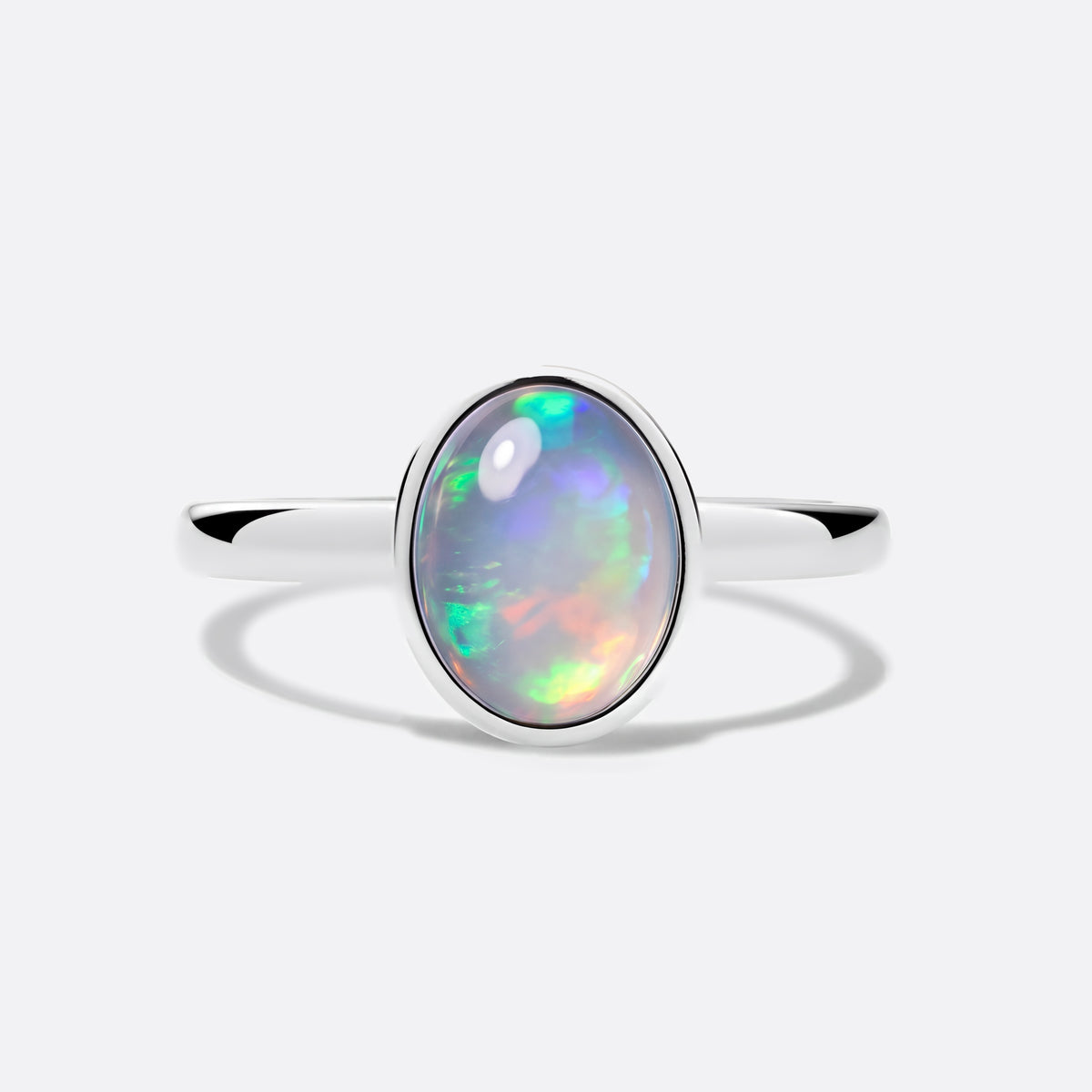 Opal-Ring 925 Silber, ovaler Welo-Opal, vorne