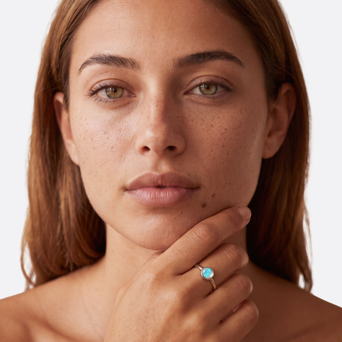 True Flame Round Ring Crystal Opal Argento