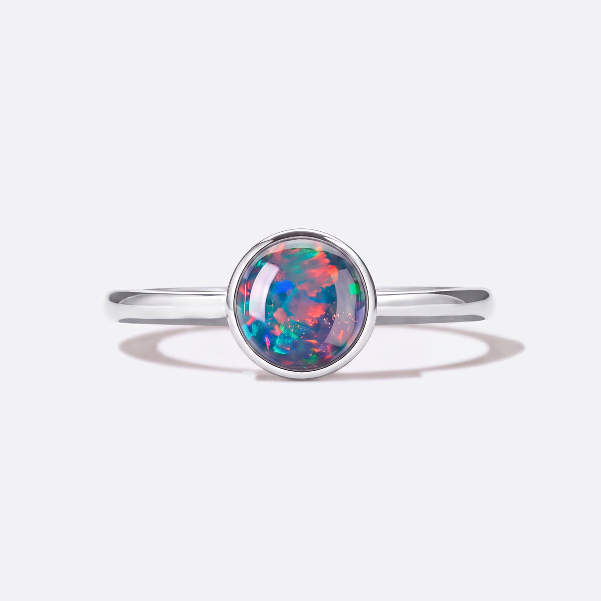 Circle of Flame Red Opal-Ring, 925 Silber mit rotem Opal (Triplette), Ansicht vorne