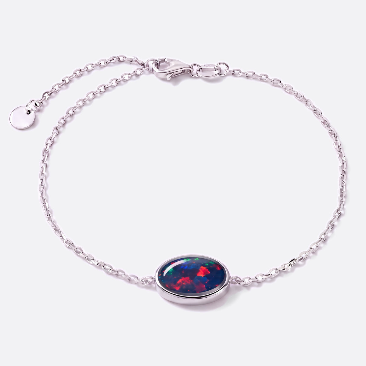 Ellipse of Flame Red Armband Silber mit roter Opal-Triplette