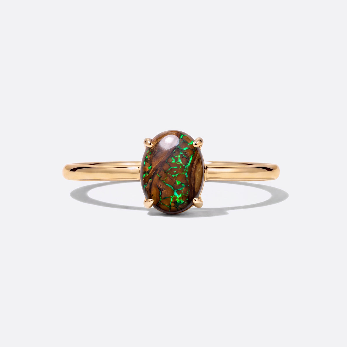 Opal-Ring 14K Gold, Boulder-Opal, vorne