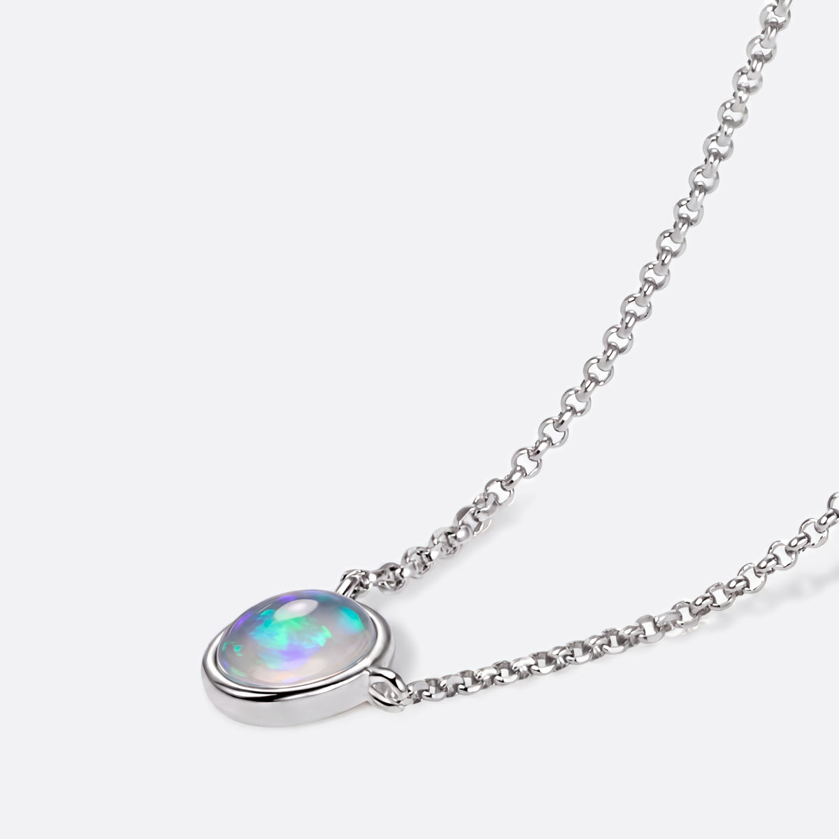 Opal-Kette 925 Silber, Welo-Opal, schräg