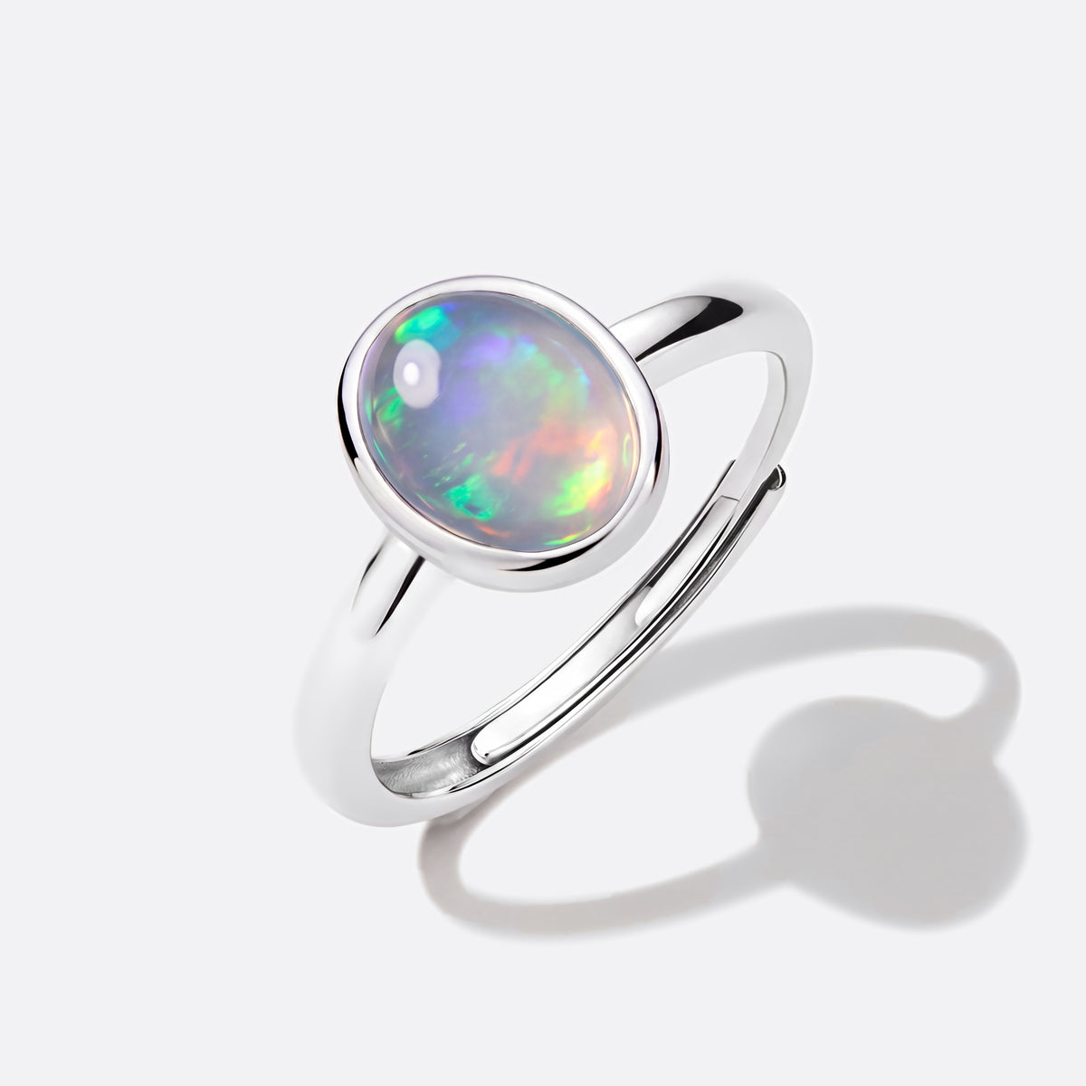 Opal-Ring 925 Silber, ovaler Welo-Opal, schräg